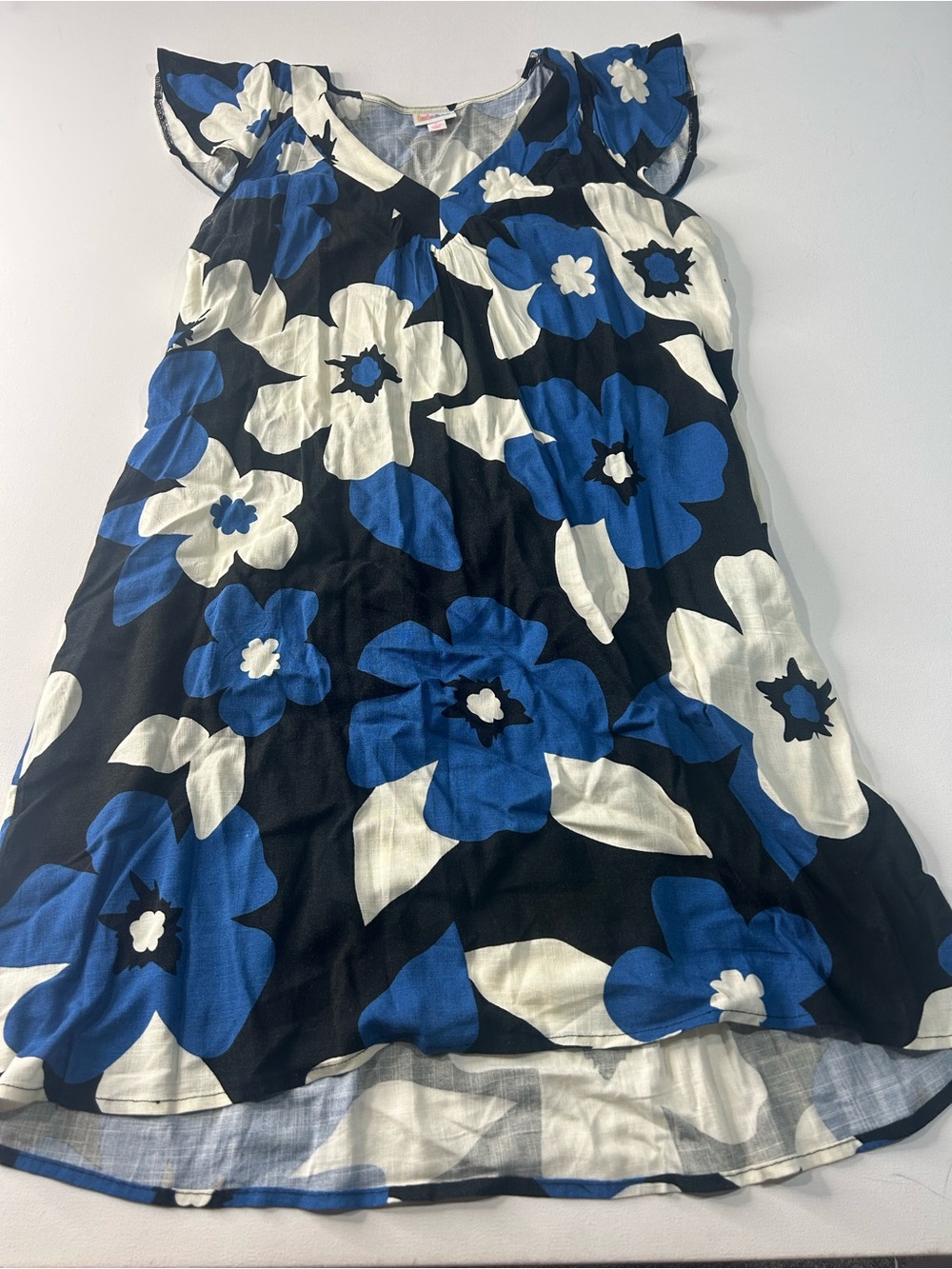 LuLaRoe Small Blue White Floral Midi Dress